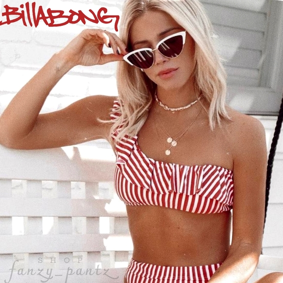Billabong Other - BILLABONG DOS PALMAS TOP ONE SHOULDER RUFFLE BIKINI TOP L NEW